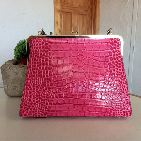 Frances Valentine Jackie Frame Bag, Embossed leather in Pink - Picture 13 of 16